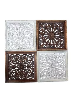 Promo 🌟 Wood Traditional Wall Décor - Set of 4 by Monroe Lane ⌛ -Monroe Lane Sales Belk 27738