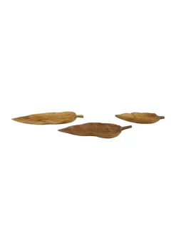 Wholesale 🛒 Coastal Teak Wood Tray - Set of 3 by Monroe Lane 🤩 -Monroe Lane Sales Belk 27803
