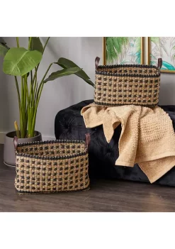 Hot Sale ✔️ Coastal Wood Storage Basket - Set of 2 by Monroe Lane ⌛ -Monroe Lane Sales Belk 27821