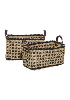 Hot Sale ✔️ Coastal Wood Storage Basket - Set of 2 by Monroe Lane ⌛ -Monroe Lane Sales Belk 27823