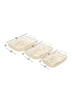 Hot Sale 😉 Contemporary Metal Tray - Set of 3 by Monroe Lane ⌛ -Monroe Lane Sales Belk 27882