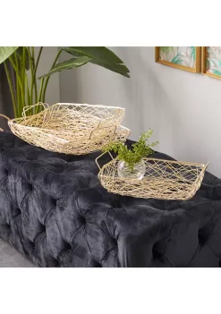 Hot Sale 😉 Contemporary Metal Tray - Set of 3 by Monroe Lane ⌛ -Monroe Lane Sales Belk 27883