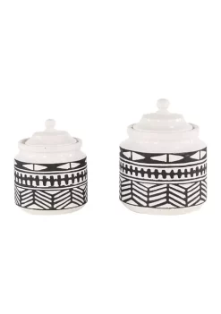 Discount 🔥 Eclectic Ceramic Decorative Jars - Set of 2 by Monroe Lane 👏