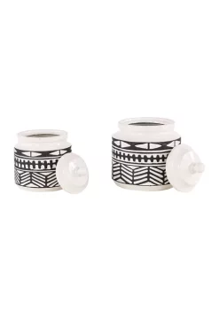 Discount 🔥 Eclectic Ceramic Decorative Jars - Set of 2 by Monroe Lane 👏 -Monroe Lane Sales Belk 27968