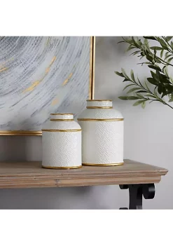 Coupon 🛒 Contemporary Ceramic Decorative Jars - Set of 2 by Monroe Lane 😀 -Monroe Lane Sales Belk 27971