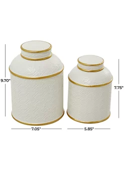 Coupon 🛒 Contemporary Ceramic Decorative Jars - Set of 2 by Monroe Lane 😀 -Monroe Lane Sales Belk 27973