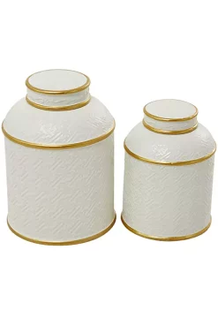 Coupon 🛒 Contemporary Ceramic Decorative Jars - Set of 2 by Monroe Lane 😀 -Monroe Lane Sales Belk 27975