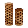 Discount 😀 Contemporary Teak Wood Vase - Set of 2 by Monroe Lane 🔔