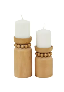 New 😉 Traditional Wood Candle Holder - Set of 2 by Monroe Lane 👏