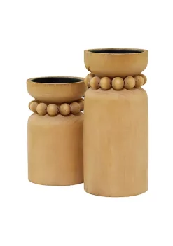 New 😉 Traditional Wood Candle Holder - Set of 2 by Monroe Lane 👏 -Monroe Lane Sales Belk 2807