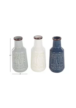 Best Sale 😉 Farmhouse Porcelain Vase - Set of 3 by Monroe Lane 🛒 -Monroe Lane Sales Belk 28131