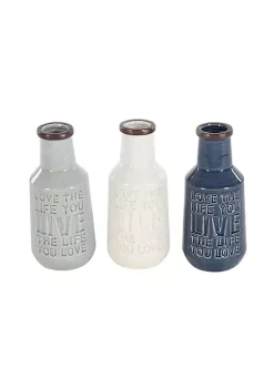 Best Sale 😉 Farmhouse Porcelain Vase - Set of 3 by Monroe Lane 🛒 -Monroe Lane Sales Belk 28132