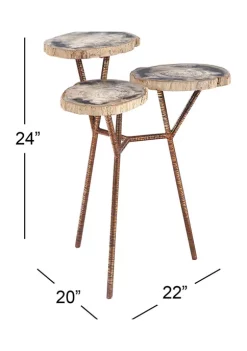 New 😍 Contemporary Petrified Stone Accent Table by Monroe Lane 🤩 -Monroe Lane Sales Belk 28439