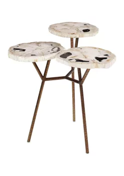 New 😍 Contemporary Petrified Stone Accent Table by Monroe Lane 🤩 -Monroe Lane Sales Belk 28442