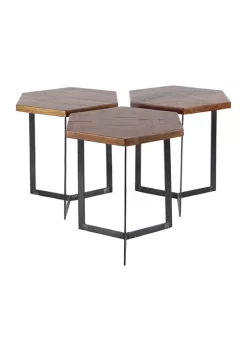 Top 10 🎁 Industrial Mango Wood Accent Table - Set of 3 by Monroe Lane 👍