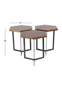 Top 10 🎁 Industrial Mango Wood Accent Table - Set of 3 by Monroe Lane 👍 -Monroe Lane Sales Belk 28461