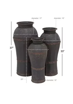 Wholesale ✨ Rustic Metal Vase - Set of 3 by Monroe Lane ❤️ -Monroe Lane Sales Belk 28509