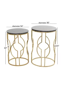 Hot Sale 🤩 Contemporary Marble Accent Table - Set Of 2 by Monroe Lane 🥰 -Monroe Lane Sales Belk 28629