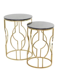 Hot Sale 🤩 Contemporary Marble Accent Table - Set Of 2 by Monroe Lane 🥰 -Monroe Lane Sales Belk 28631