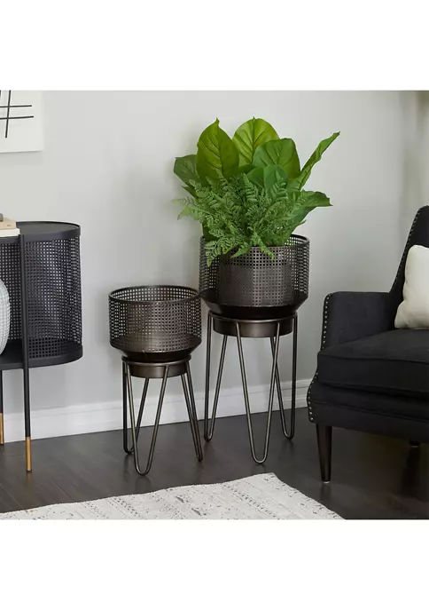 Outlet 🛒 Modern Metal Planter - Set of 2 by Monroe Lane 😀 2 Outlet 🛒 Modern Metal Planter - Set of 2 by Monroe Lane 😀 - Image 2