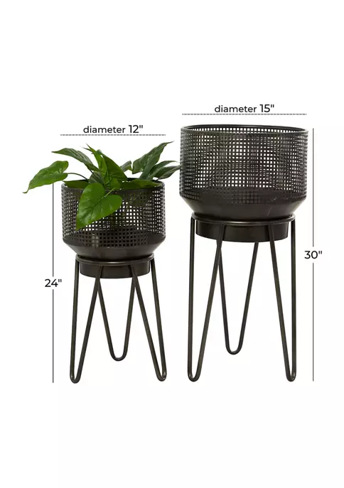 Outlet 🛒 Modern Metal Planter - Set of 2 by Monroe Lane 😀 4 Outlet 🛒 Modern Metal Planter - Set of 2 by Monroe Lane 😀 - Image 4