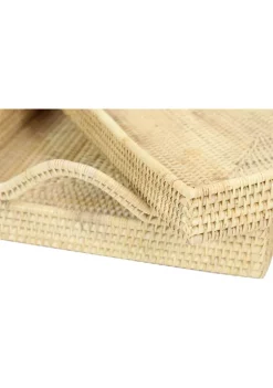 Flash Sale 👍 Bohemian Rattan Tray - Set of 2 by Monroe Lane 🛒 -Monroe Lane Sales Belk 28674