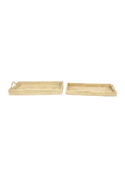 Flash Sale 👍 Bohemian Rattan Tray - Set of 2 by Monroe Lane 🛒 -Monroe Lane Sales Belk 28676