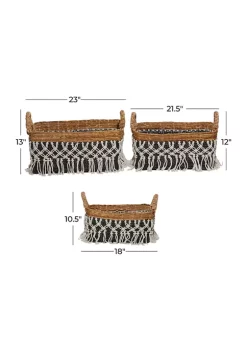 Best Sale 😍 Cotton Natural Storage Basket - Set of 3 by Monroe Lane 💯 -Monroe Lane Sales Belk 28683