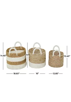 Best Pirce 🛒 Bohemian Seagrass Storage Basket - Set of 3 by Monroe Lane 🎉 -Monroe Lane Sales Belk 28780