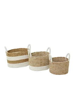 Best Pirce 🛒 Bohemian Seagrass Storage Basket - Set of 3 by Monroe Lane 🎉 -Monroe Lane Sales Belk 28782