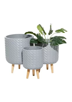 Budget ❤️ Contemporary Magnesium Oxide Planter - Set of 3 by Monroe Lane ❤️ -Monroe Lane Sales Belk 28842