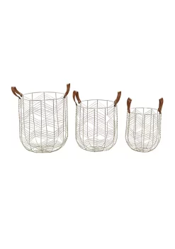 Coupon π Glam Metal Storage Basket - Set of 3 by Monroe Lane βοΈ