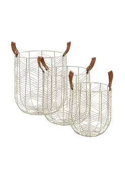 Coupon 😉 Glam Metal Storage Basket - Set of 3 by Monroe Lane ✔️ -Monroe Lane Sales Belk 28879