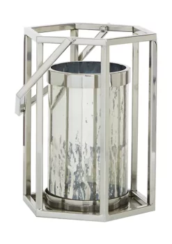 Best Sale 🔥 Contemporary Stainless Steel Lantern by Monroe Lane 👏 -Monroe Lane Sales Belk 28942
