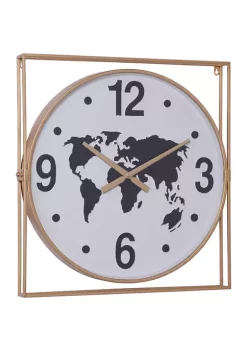 Coupon ๐ Square Gold Metal Framed Wall Clock With Round Black And White World Map Face, 24.5 in x 26 in by Monroe Lane ๐ 5 Coupon ๐ Square Gold Metal Framed Wall Clock With Round Black And White World Map Face, 24.5 in x 26 in by Monroe Lane ๐ -Monroe Lane Sales Belk 28983
