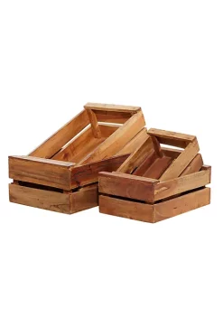 Hot Sale ❤️ Farmhouse Wood Storage Basket - Set of 4 by Monroe Lane ❤️ -Monroe Lane Sales Belk 29133