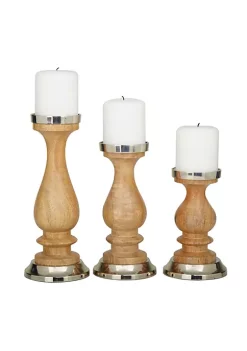 New ๐ Traditional Wood Candle Holder - Set of 3 by Monroe Lane ๐