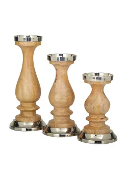 New 🛒 Traditional Wood Candle Holder - Set of 3 by Monroe Lane 🎁 -Monroe Lane Sales Belk 29259