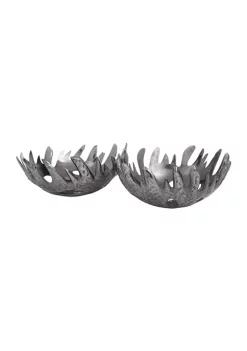 Outlet 🎁 Contemporary Aluminum Decorative Bowl - Set of 2 by Monroe Lane ❤️ -Monroe Lane Sales Belk 29268