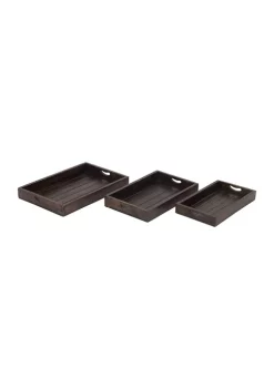 Cheap 💯 Traditional Mango Wood Tray - Set of 3 by Monroe Lane ⭐ -Monroe Lane Sales Belk 29274