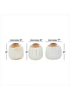 Cheapest 👏 Coastal Teak Wood Vase - Set of 3 by Monroe Lane 🧨 -Monroe Lane Sales Belk 29329
