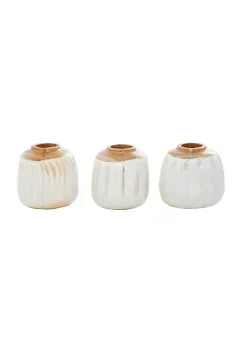 Cheapest 👏 Coastal Teak Wood Vase - Set of 3 by Monroe Lane 🧨 -Monroe Lane Sales Belk 29330