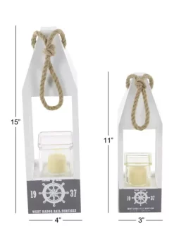 Wholesale ⌛ Wood Coastal Lantern Set of 2 by Monroe Lane ❤️ -Monroe Lane Sales Belk 2957
