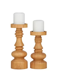 Discount β Traditional Wood Candle Holder - Set of 2 by Monroe Lane π€©