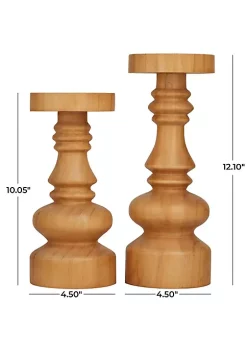 Discount ⌛ Traditional Wood Candle Holder - Set of 2 by Monroe Lane 🤩 -Monroe Lane Sales Belk 29647