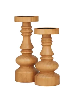 Discount ⌛ Traditional Wood Candle Holder - Set of 2 by Monroe Lane 🤩 -Monroe Lane Sales Belk 29648