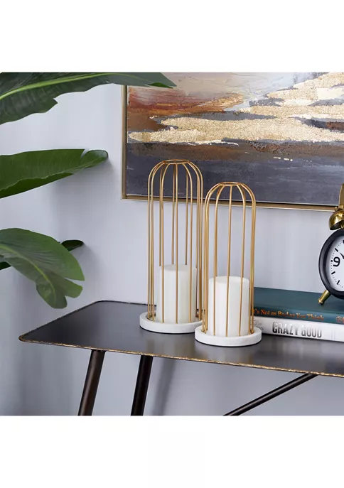 Promo ๐งจ Contemporary Marble Candle Holder - Set of 2 by Monroe Lane โ 2 Promo ๐งจ Contemporary Marble Candle Holder - Set of 2 by Monroe Lane โ - Image 2