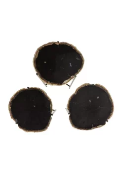 Budget ✔️ Contemporary Petrified Stone Accent Table - Set of 3 by Monroe Lane 🥰 -Monroe Lane Sales Belk 29928