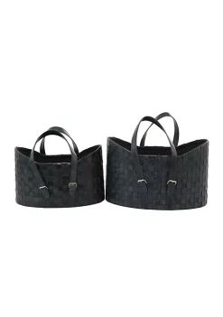 Coupon π₯ Modern Leather Storage Basket - Set of 2 by Monroe Lane β