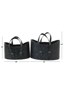 Coupon 🔥 Modern Leather Storage Basket - Set of 2 by Monroe Lane ⌛ -Monroe Lane Sales Belk 30064